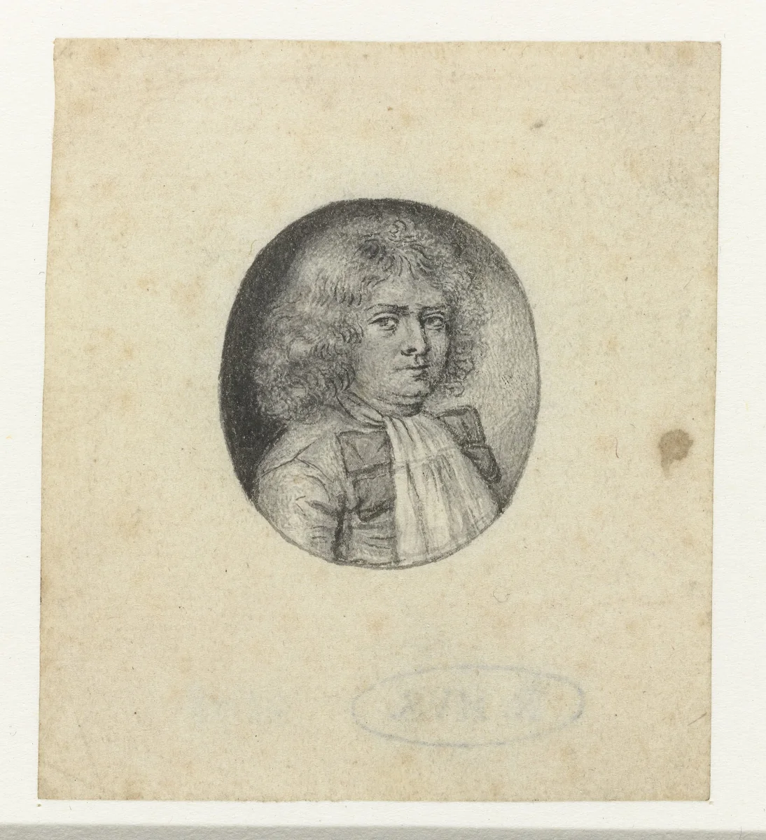 Portret van een heer, naar rechts, in een ovaal by Christiaan Huygens, drawing, 1639-1695
