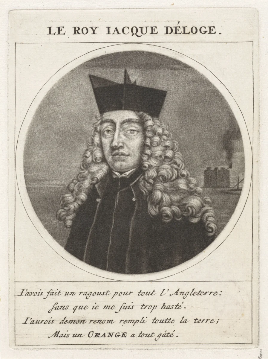 Portret van Jacobus II, koning van Engeland by Jacob Gole, print, 1691