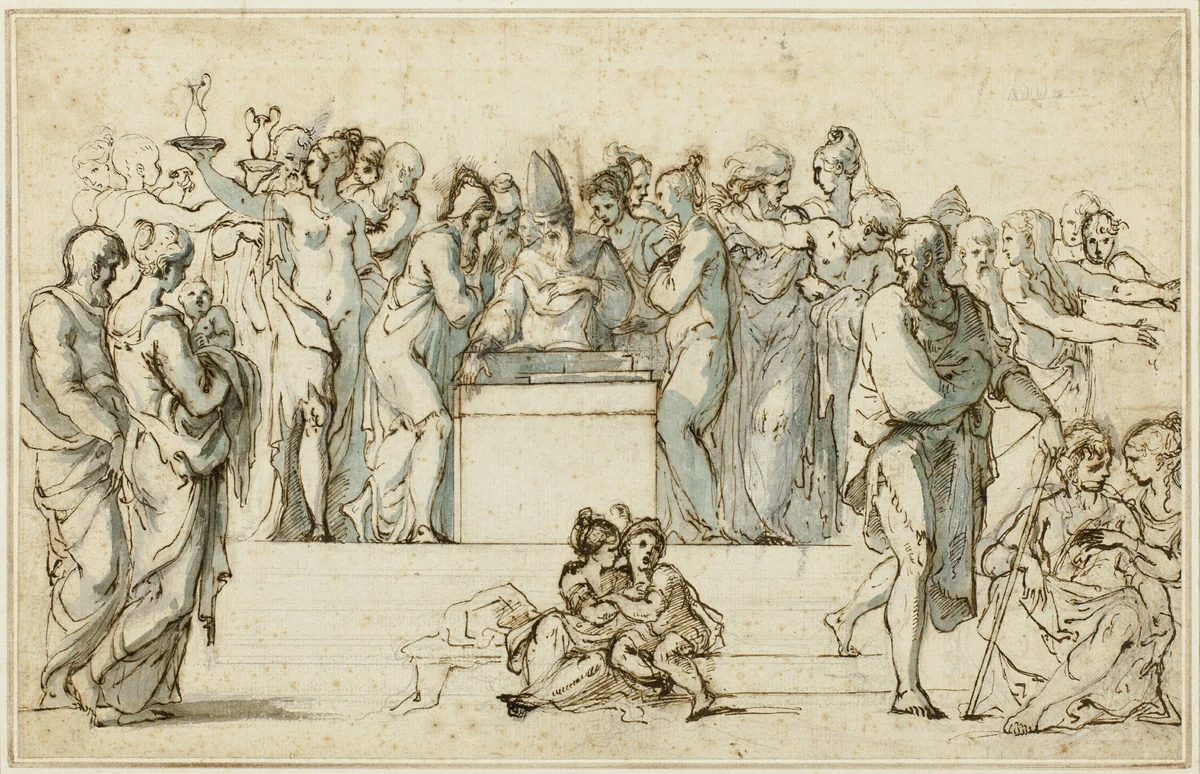 Marriage of the Virgin by Parmigianino, drawing, 1573-1577
