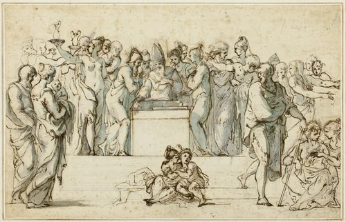 Marriage of the Virgin by Parmigianino, drawing, 1573-1577