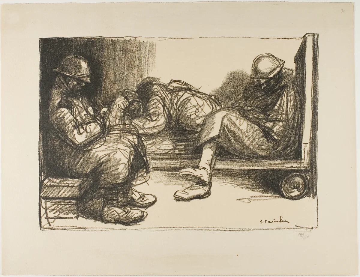In the Dugout by Théophile Alexandre Steinlen, print, 1915-1917