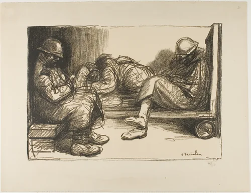 In the Dugout by Théophile Alexandre Steinlen, print, 1915-1917