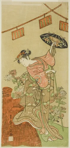 The Actor Iwai Hanshiro IV as Otatsu-gitsune in the Play Nue no Mori Ichiyo no Mato, Performed at the Nakamura Theater in the Eleventh Month, 1770 by Ippitsusai Buncho, print, 1765-1775