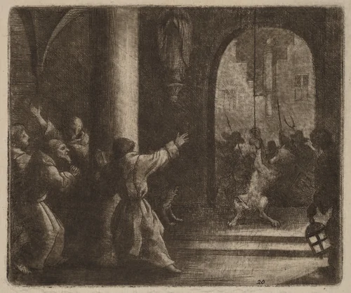 The Wolf and the Convent Bell by Allart van Everdingen, print, 1645-1656