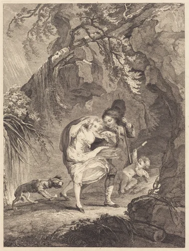 Le coup de vent (The Gust of Wind) by Abraham Girardet; Antoine Lebel, print, 1785