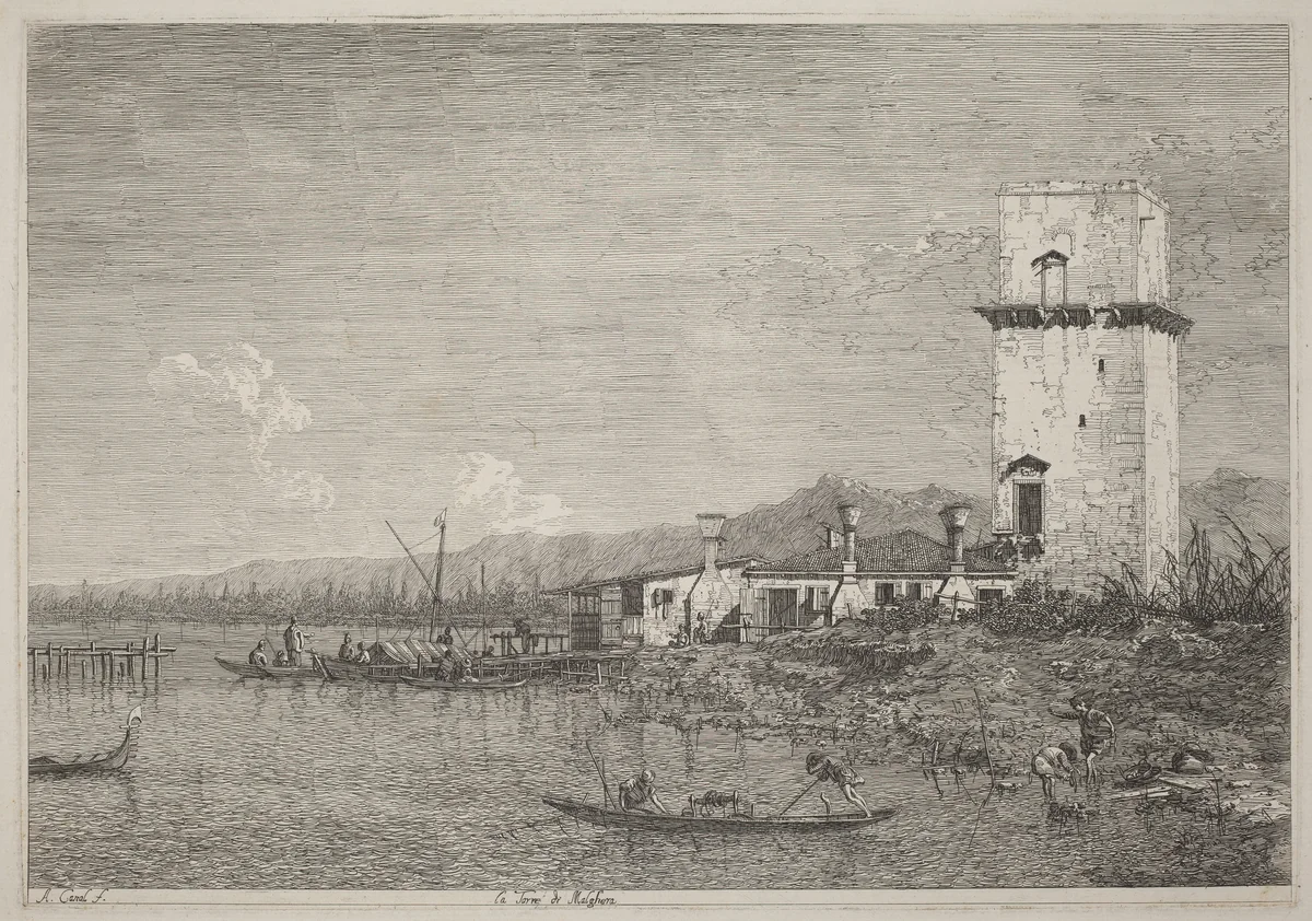 La Torre di Malghera by Canaletto, print, 1735-1746