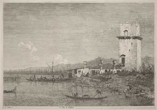 La Torre di Malghera by Canaletto, print, 1735-1746