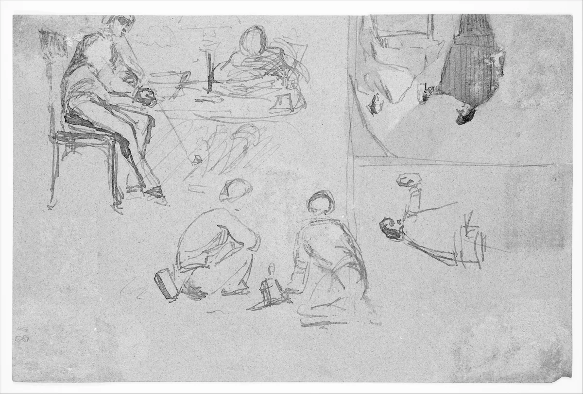 Four sketches (from Sketchbook) by James McNeill Whistler, artwork, 1854-1855