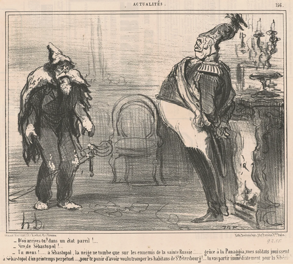 D'ou arrives-tu? by Honoré Daumier, print, 1855