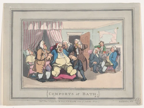 Comforts of Bath, Plate 1 by Thomas Rowlandson, print, 1798