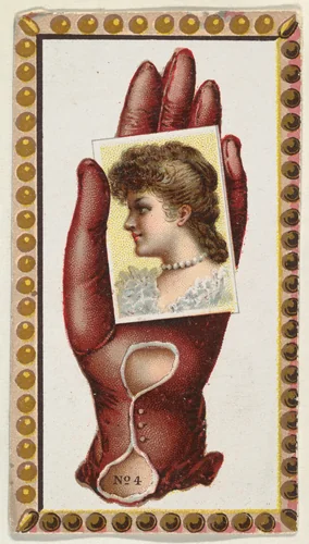 Card Number 4, cut-out from banner advertising the Opera Gloves series (G29) for Allen & Ginter Cigarettes by Allen & Ginter, print, 1885-1895