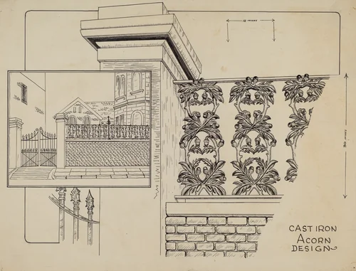 Cast Iron Fence Railing by Ray Price, index of american design, 1936