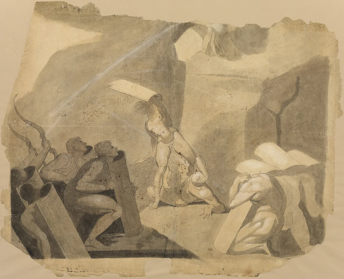 Titans Storming Mount Olympus by Henry Fuseli, artwork, 1765-1777