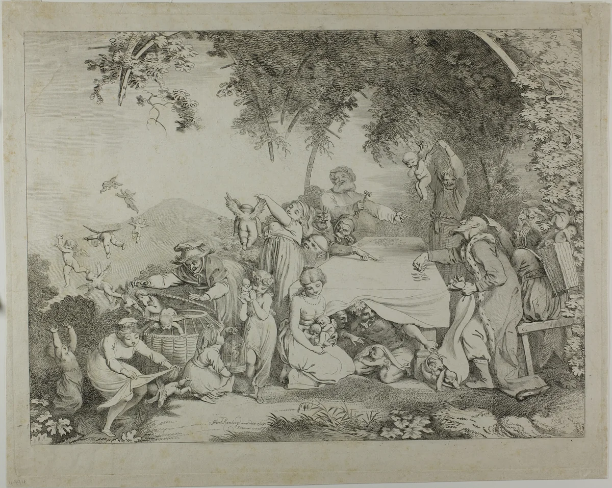 Auction of the Cupids by Johann Heinrich Ramberg, print, 1799