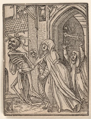 The Abbess, from "The Dance of Death" by Hans Holbein the Younger, print, 1521-1538