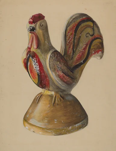Chalkware Rooster by Mina Lowry, index of american design, 1936