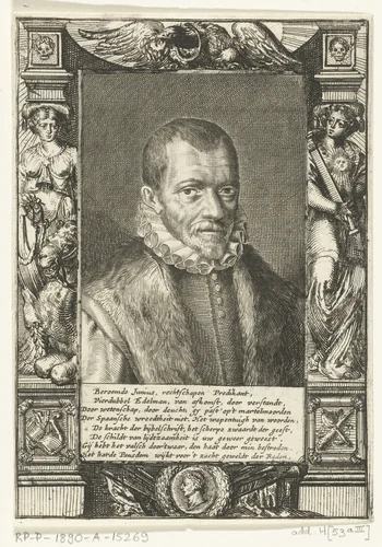Portret van Franciscus Junius (I) by Hendrik Bary, print, 1657-1707