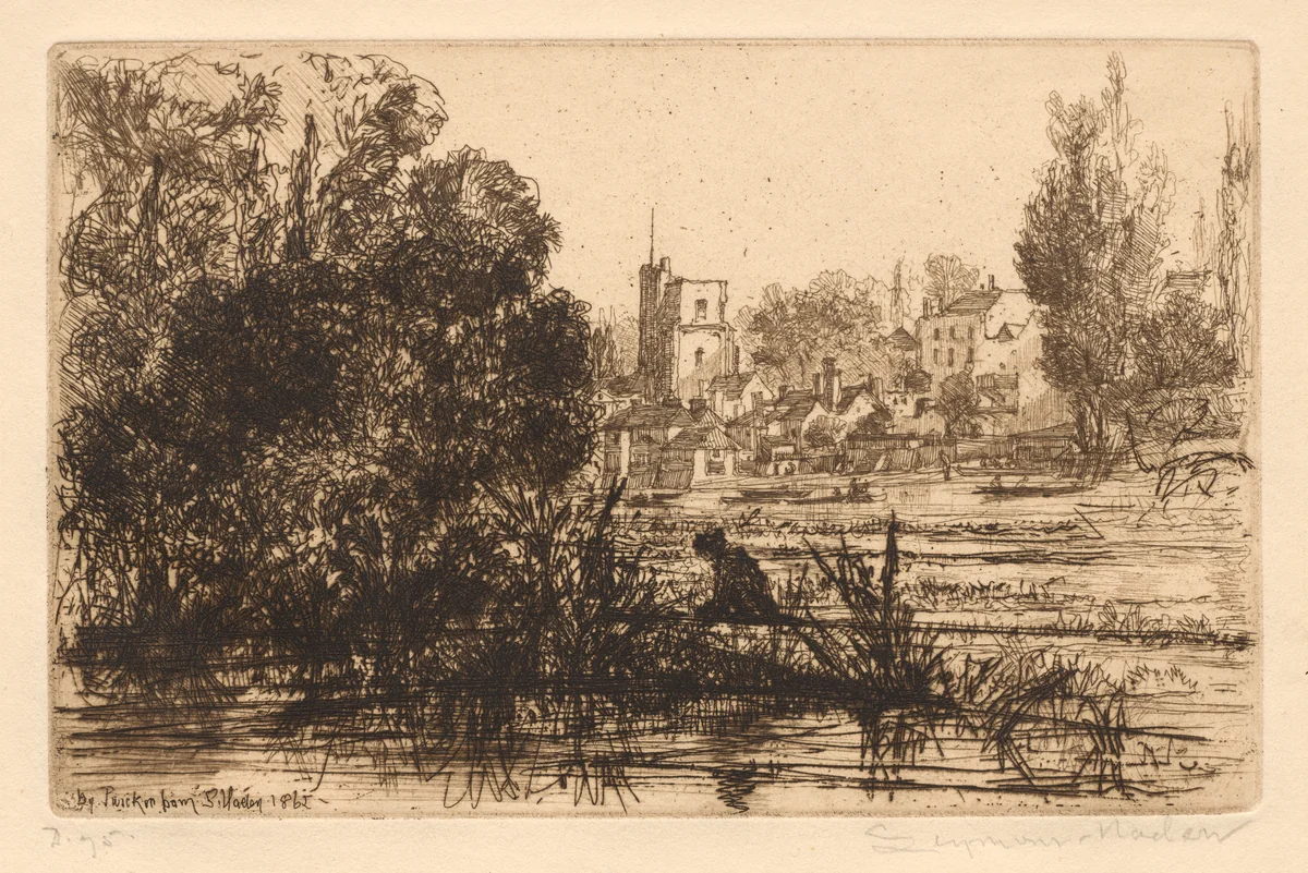 Hamerton's Portfolio III: Twickenham Church by Francis Seymour-Haden, print, 1862-1865