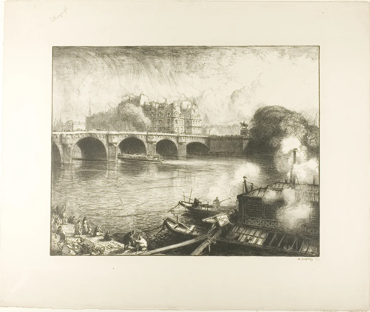 The Pont Neuf, Paris by Louis Auguste Lepère, print, 1913