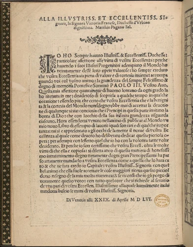 La Gloria et l'Honore di Ponti Tagliati, E Ponti in Aere, title page (verso) by Matteo Pagano, book, 1556