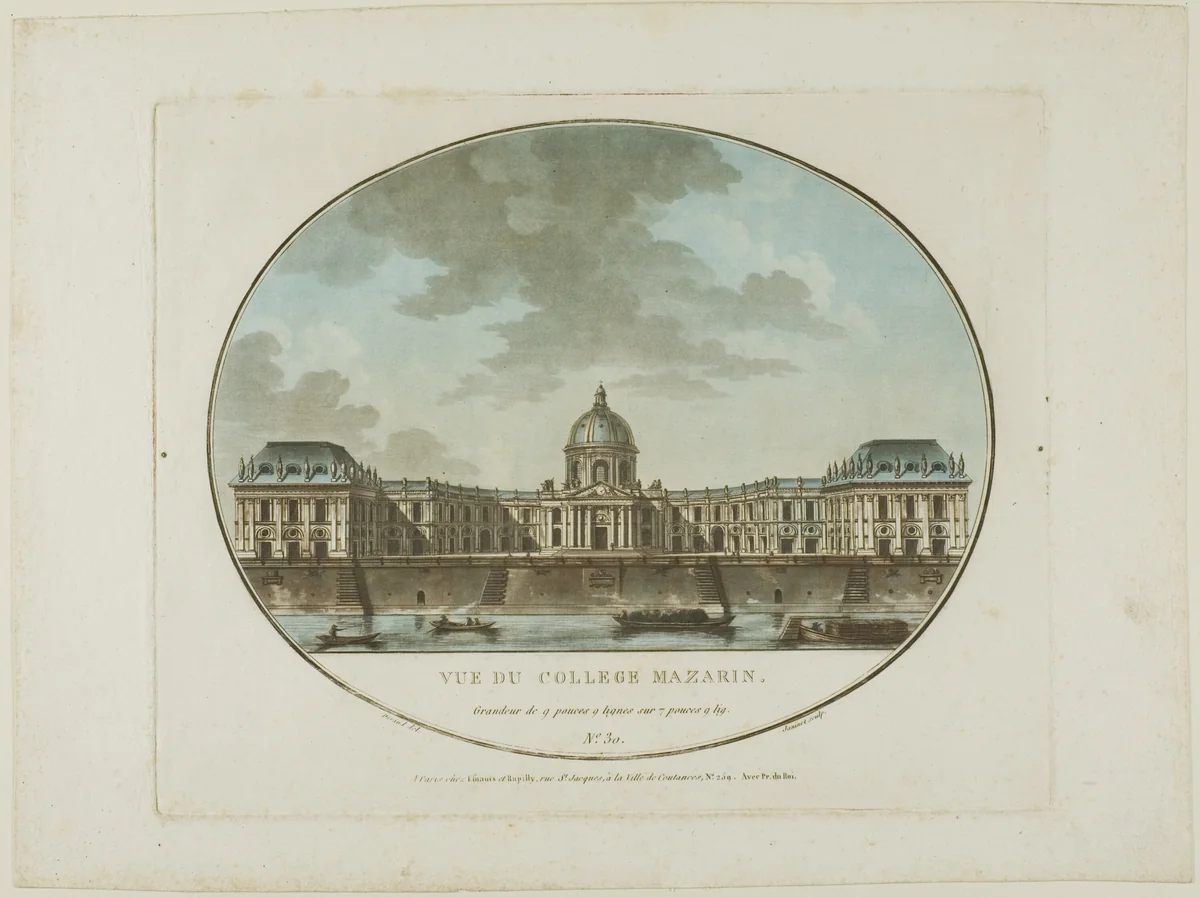 View of Mazarin College by Jean François Janinet, print, 1772-1814