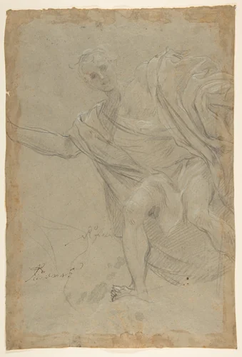 Standing Draped Male Figure by Baldassarre Franceschini, drawing, 1545-1555