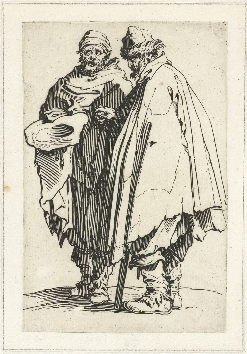 Twee bedelaars by Jacques Callot, print, 1622-1623