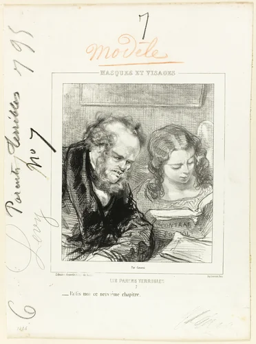 Les-Parents-Terribles series: Will you read that chapter over again... by Paul Gavarni, print, 1853