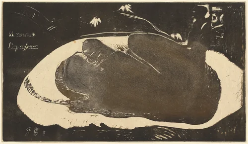 Manao Tupapau (She is Haunted by a Spirit) by Paul Gauguin, print, 1893-1894