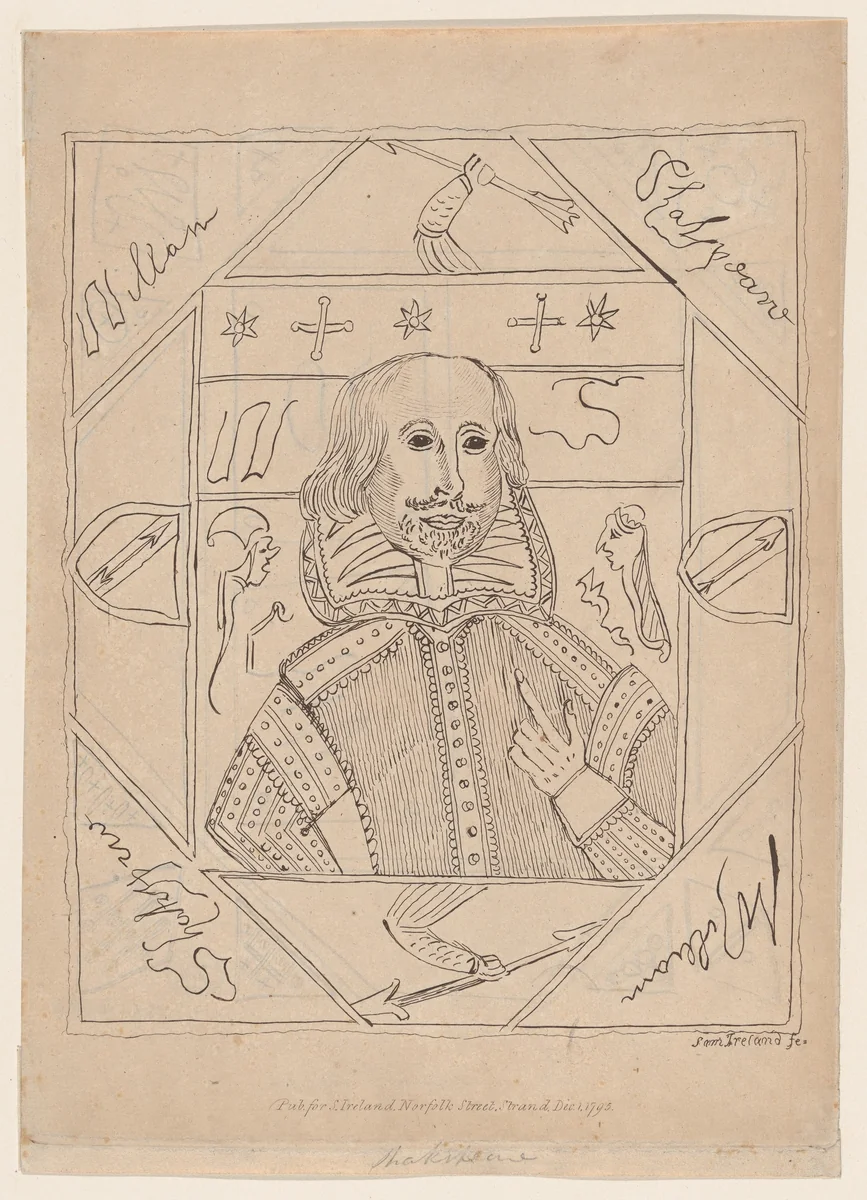 William Shakespeare by Samuel Ireland, print, 1795