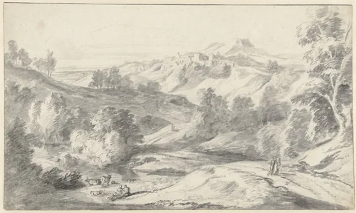 Berglandschap by anonymous, drawing, 1600-1699