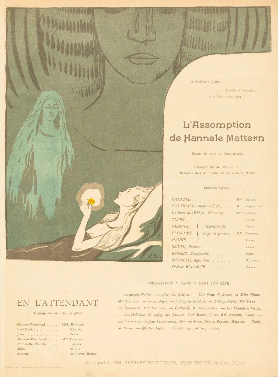 L'Assomption de Hannele Mattern; En l'attendant by Paul Sérusier, print, 1894