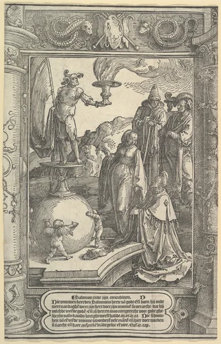 Solomon's Idolatry [I Kings, 11:1-8] by Lucas van Leyden, print, 1512-1522