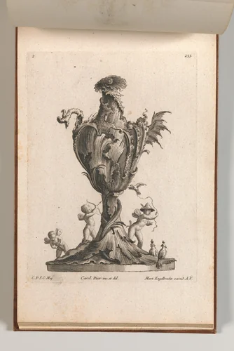 Design for a large Vase or Ewer representing 'Air', Plate 2 from: 'Neu inventierte Vasi auf die neueste manier' by Jacob Gottlieb Thelot, book, 1745-1755
