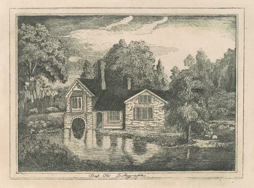 House by a Pond by Bass Otis, print, 1819