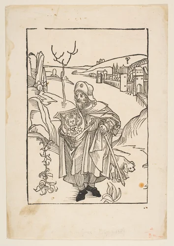 Gerson as a Pilgrim, frontispiece to Gersonis Opera, 1489 by Albrecht Dürer, print, 1485-1528