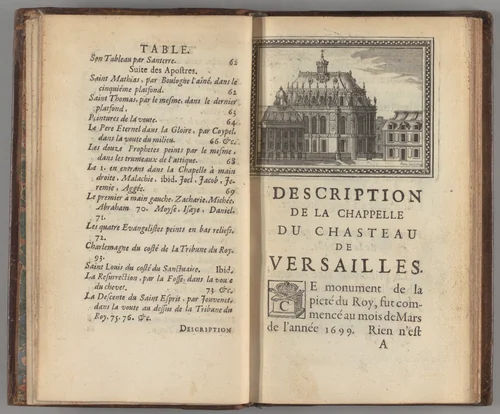 Description de la chapelle du chasteau de Versailles, et des ouvrages de sculpture et de peinture by André Felibien, artwork, 1711