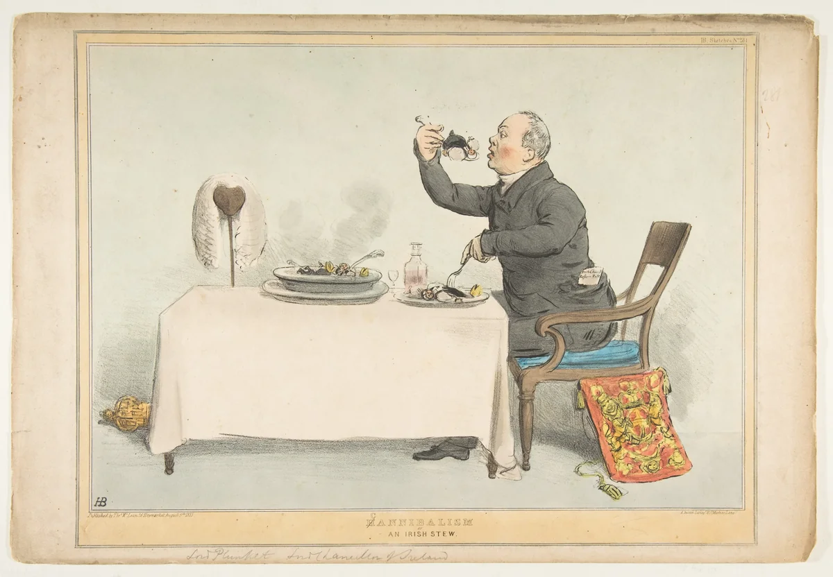 H(C)annibalism or an Irish Stew by John Doyle, print, 1833
