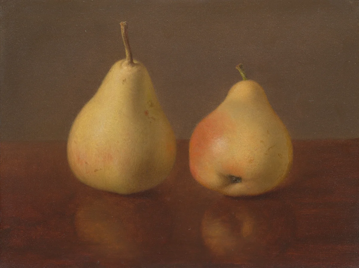 Two McLaughlin Pears by Jeremiah Pearson Hardy, painting, 1800-1888