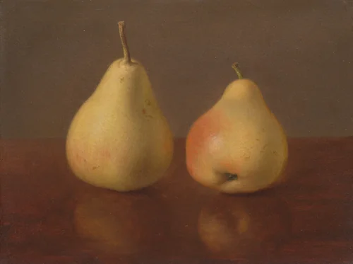 Two McLaughlin Pears by Jeremiah Pearson Hardy, painting, 1800-1888