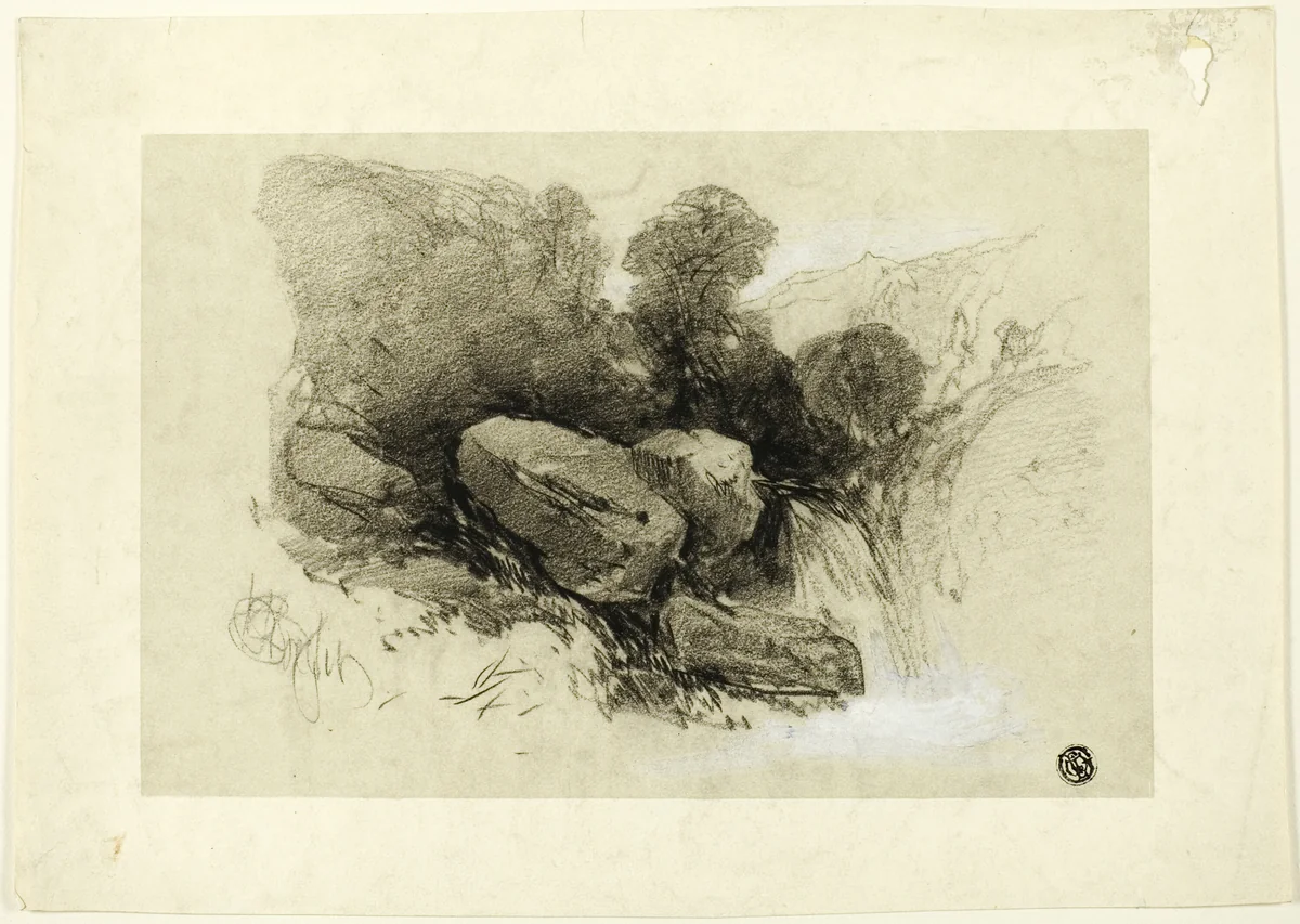 Rocky Scene by Henry Bright, drawing, 1834-1873