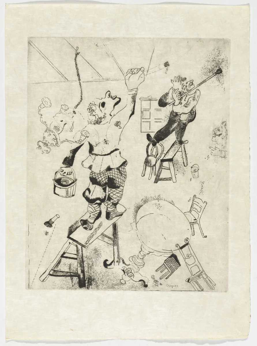 The Painters (Les Peintres), plate XXIII (supplementary suite) from Les Âmes mortes by Marc Chagall, illustrated book, 1923