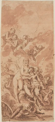 Venus at the Forge of Vulcan by French 18th Century, drawing, 1700-1799