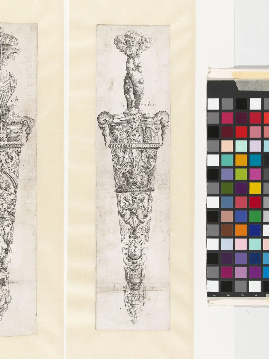 Ontwerp voor dolk in schede met grotesken by Unknown, print, 1543