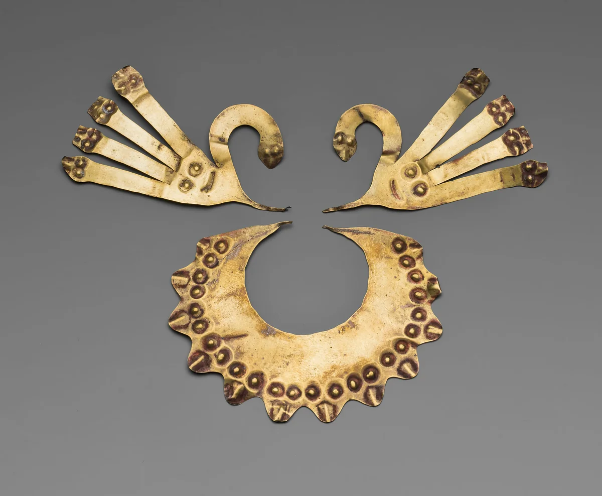 Nose and Mouth Ornament by Nazca, metalwork, -200-500