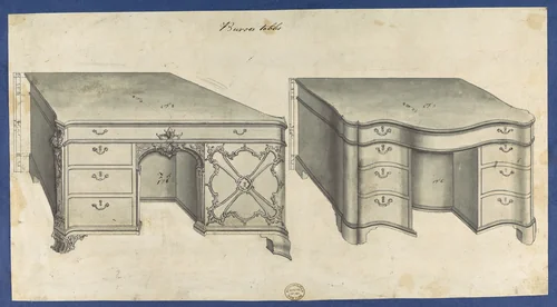 Bureau Tables, from Chippendale Drawings, Vol. II by Thomas Chippendale, drawing, 1753