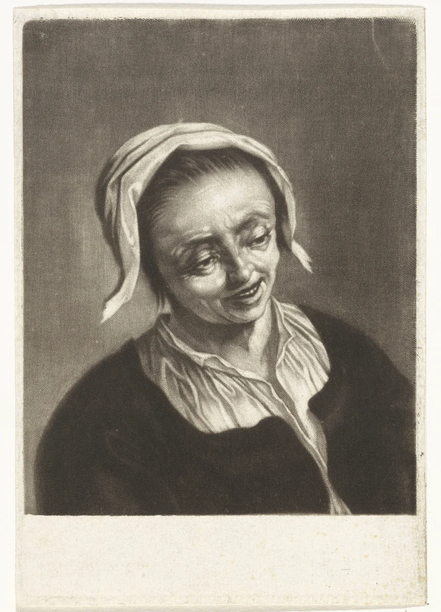 Portret van de moeder van Adriaen en Isaac van Ostade by Pieter Oets, print, 1730-1790