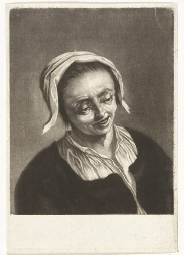 Portret van de moeder van Adriaen en Isaac van Ostade by Pieter Oets, print, 1730-1790