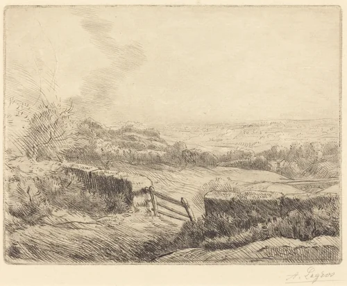 The Gate (L'entree du champ) by Alphonse Legros, print, 1837-1911