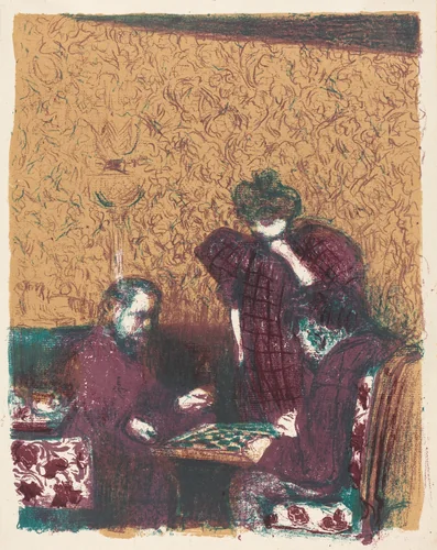 Game of Checkers (La partie de dames) by Edouard Vuillard, print, 1897-1899